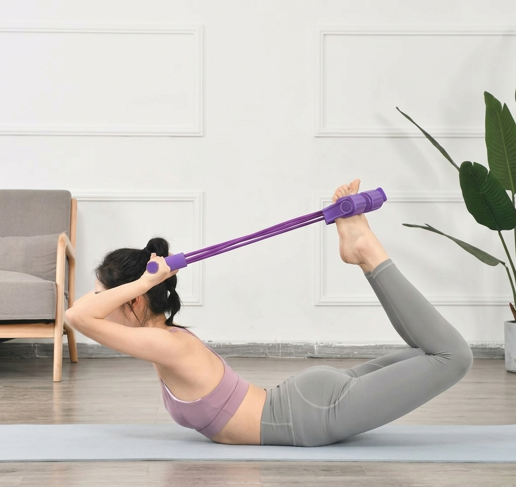 Professional Resistance Bands Set with 6 Elastic Tubes for Comprehensive Abdominal, Waist, Arm, and Leg Stretching and Slimming Training